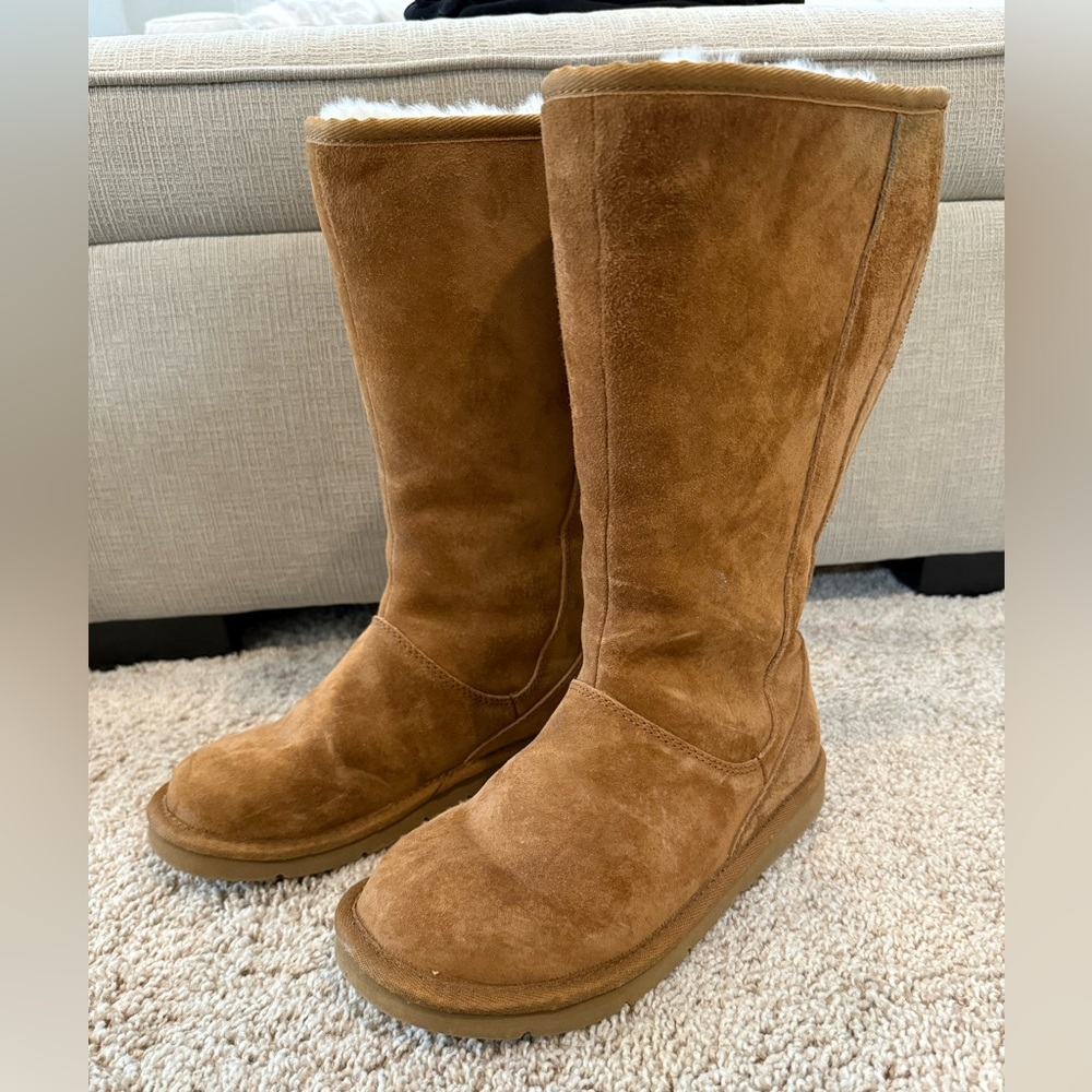 Ugg Knightsbridge Tall Back Zipper Chestnut Brown Boots